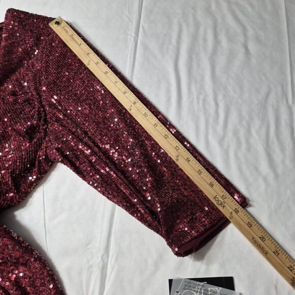 Alex Evenings Women's Size 1X Red Sequined Cowl Neck Blouse Tunic Top Plus (46) - Picture 14 of 14